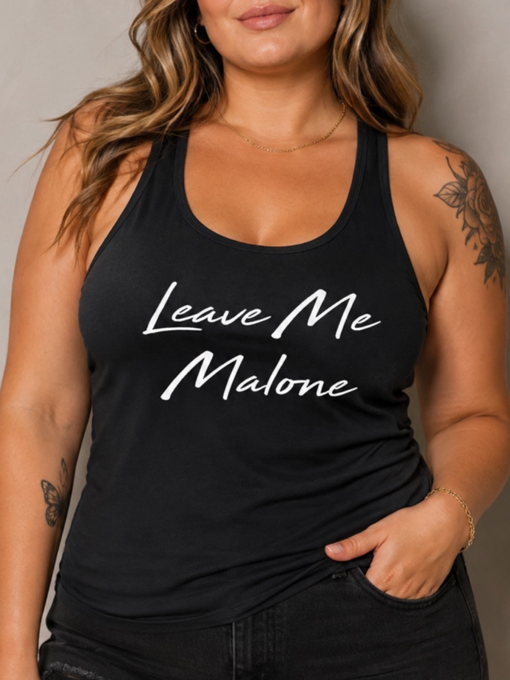Racerback Leave Me Malone Tank-XXL
